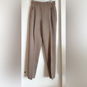 Hermes Paris Wool High Waisted Slacks with leather detail